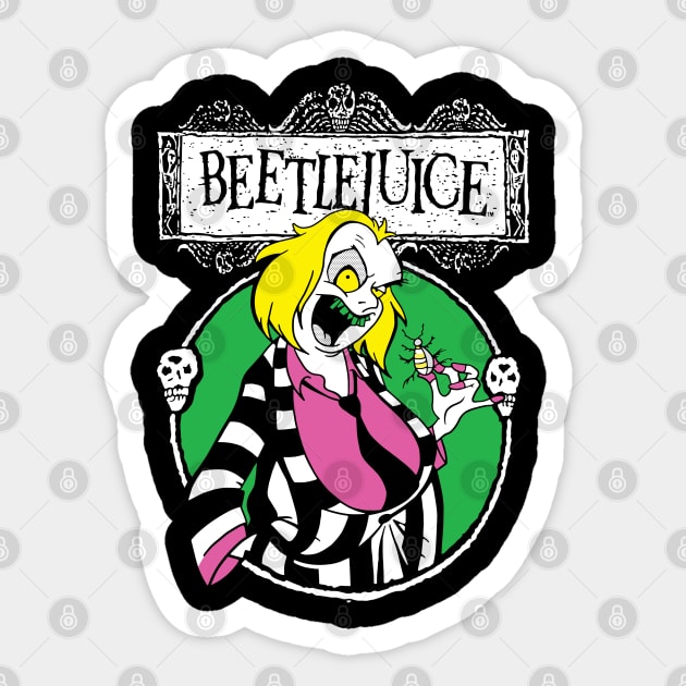 Beetlejuice Cartoon - Dark Sticker by Chewbaccadoll